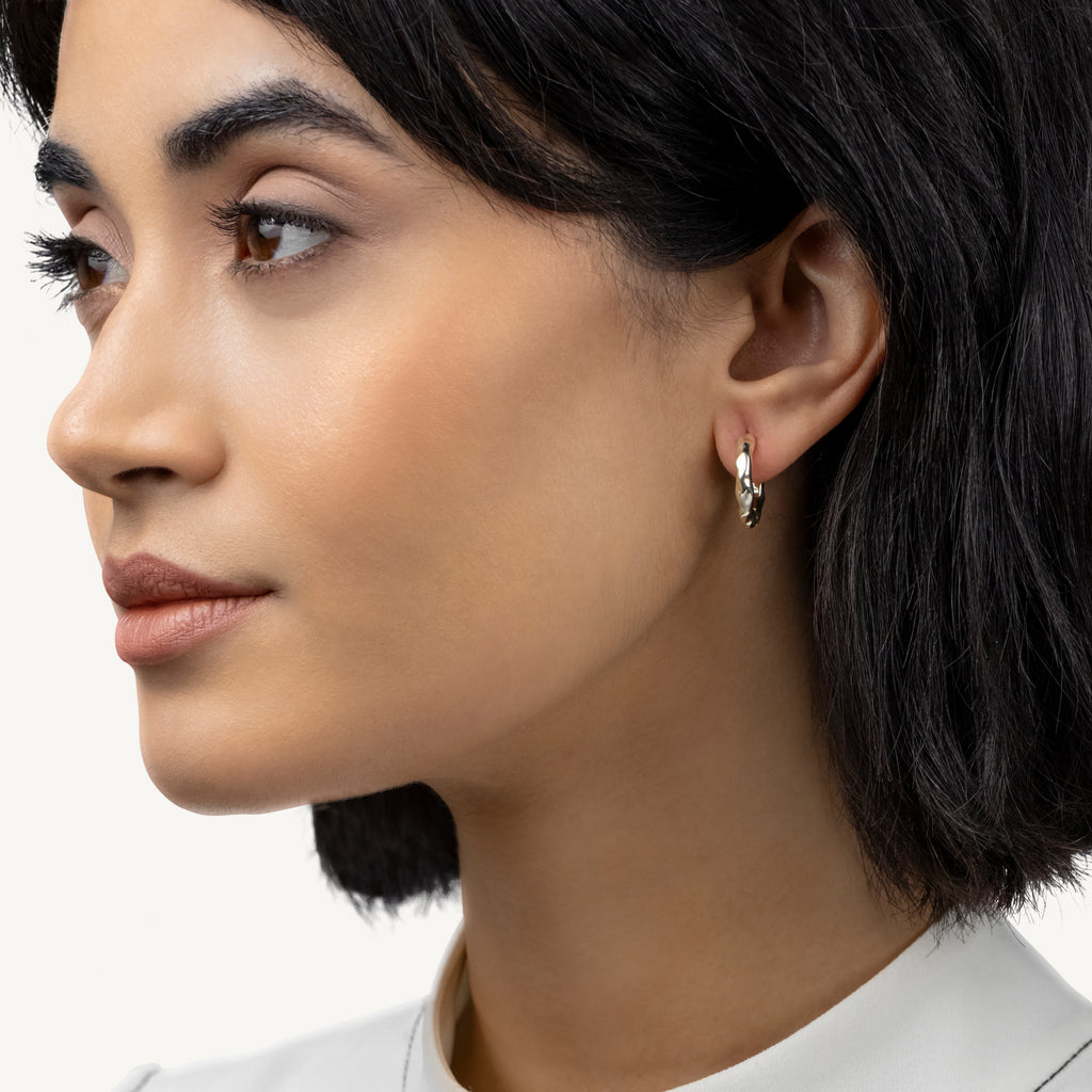 Hadley Lane - Gold Plated Hammer Hoop Earrings