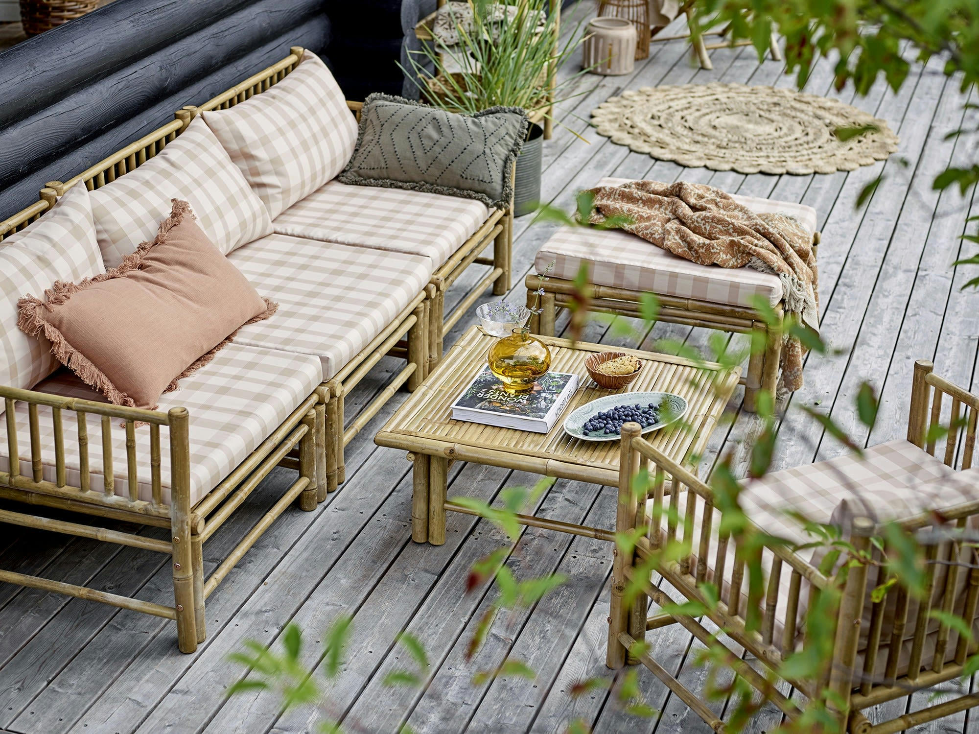 KORFU - Table basse de salon en bambou beige