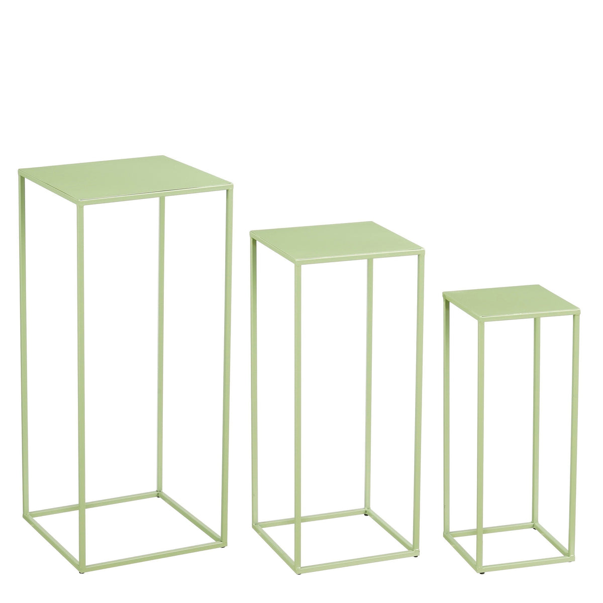 Mica Decorations Quinty Bijzettafel - Set van 3 - L30 x B30 x H70 cm - IJzer - Lichtgroen