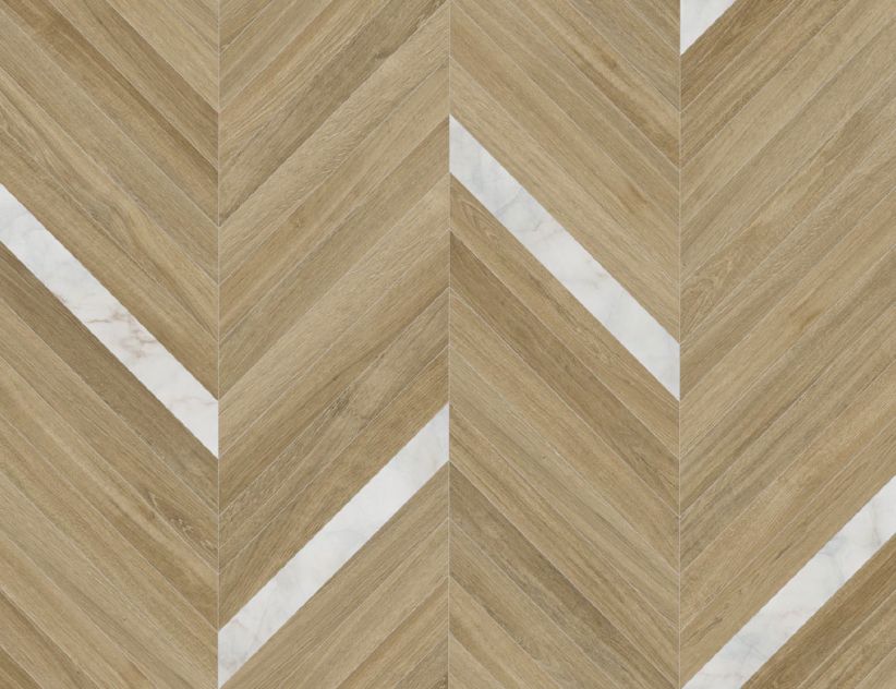 PVC Helios Wood Fischgrät Beige, Marmor