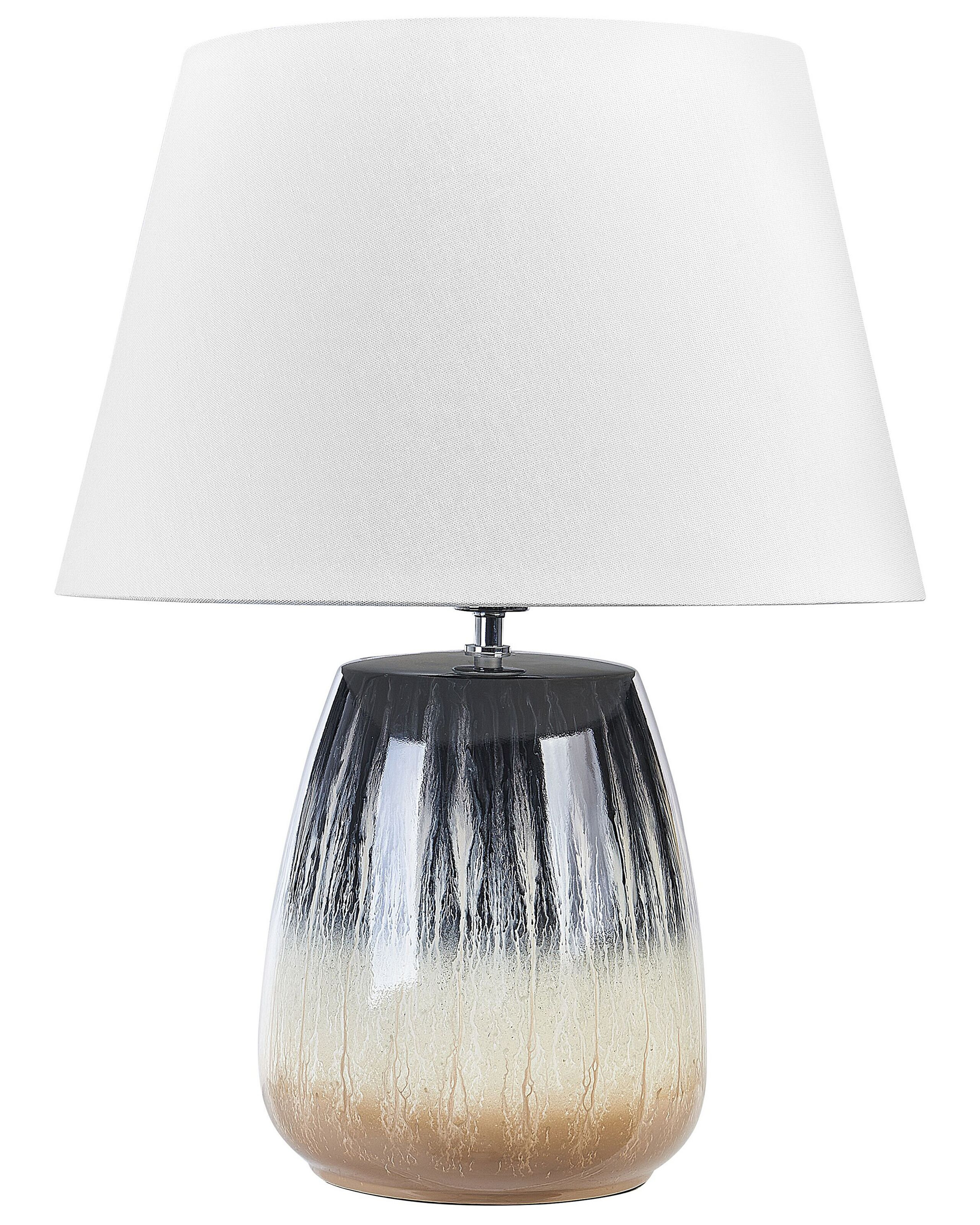 Lampa stołowa nocna ceramiczna 63 cm szaro-beżowa