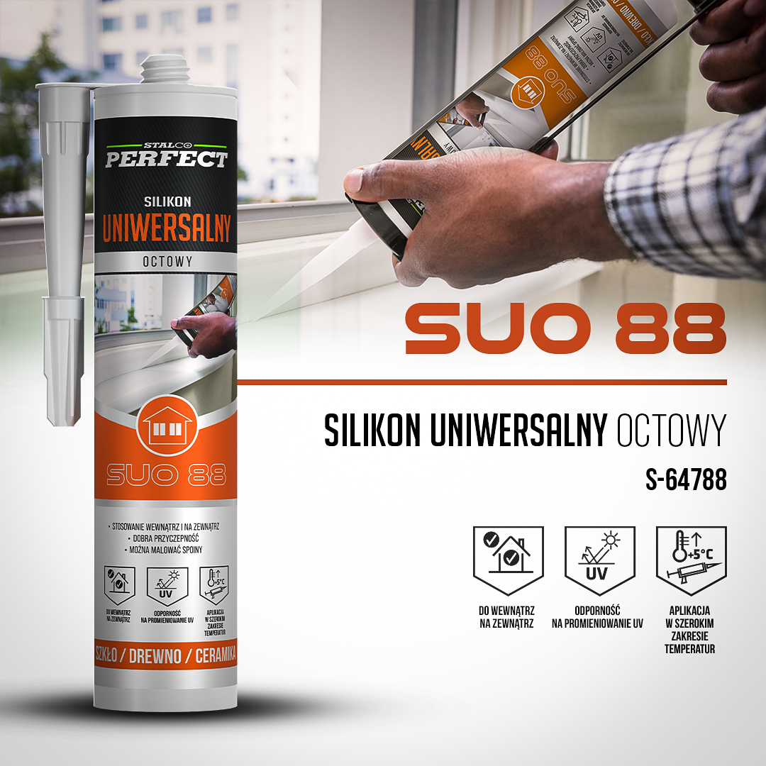 Silikon uniwersalny SUO 88 Bezbarwny STALCO PERFECT S-64788