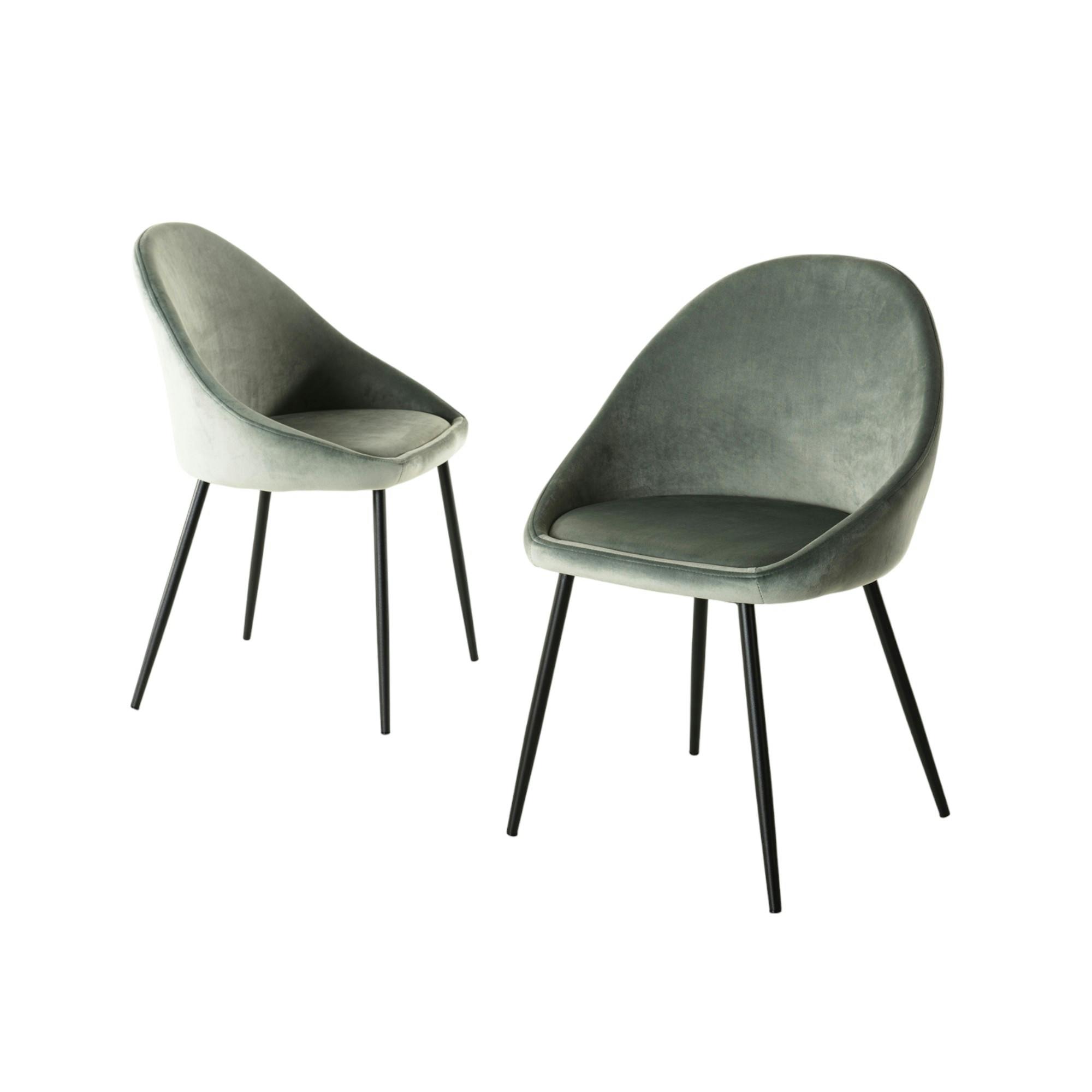 Chaise velours vert jade TIM (lot de 2)