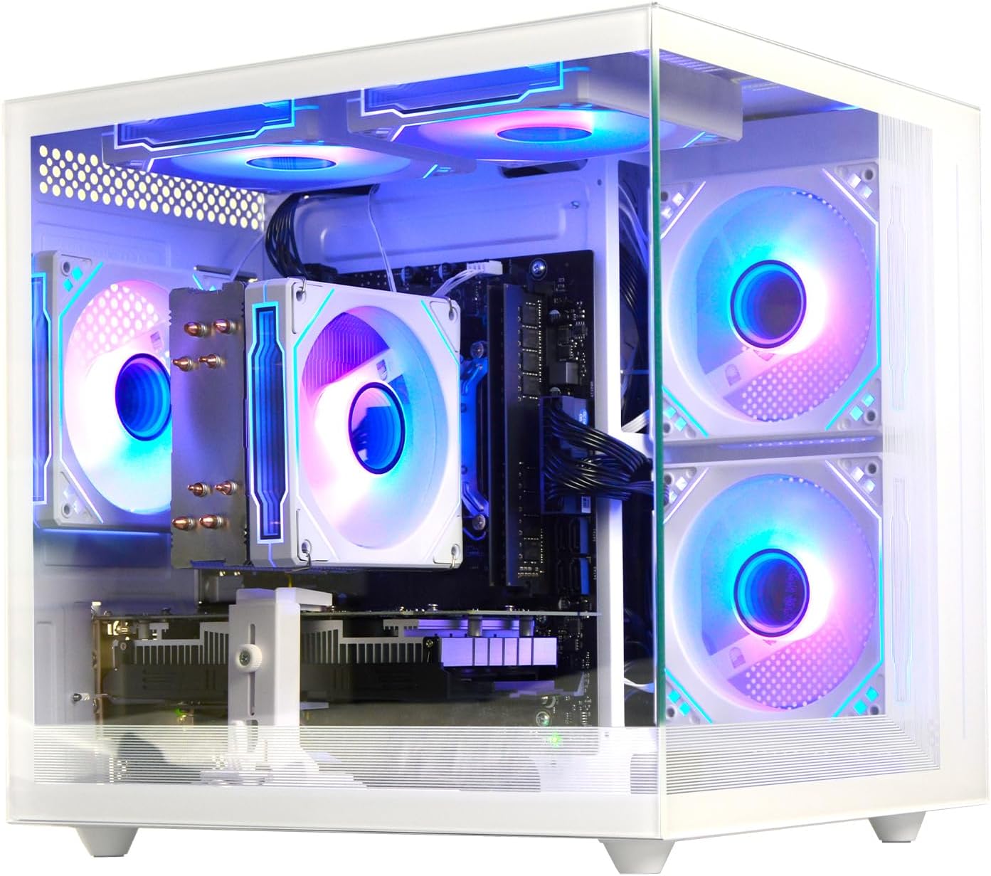 Pre Built Gaming PC Ryzen 5 5500 3.6GHz (6Core 12Threads Up to 4.2G) Radeon RX6500XT 4G DDR4 16G Nvme 512G SSD WiFi 6 Tower Desktop Computer for Home and Office