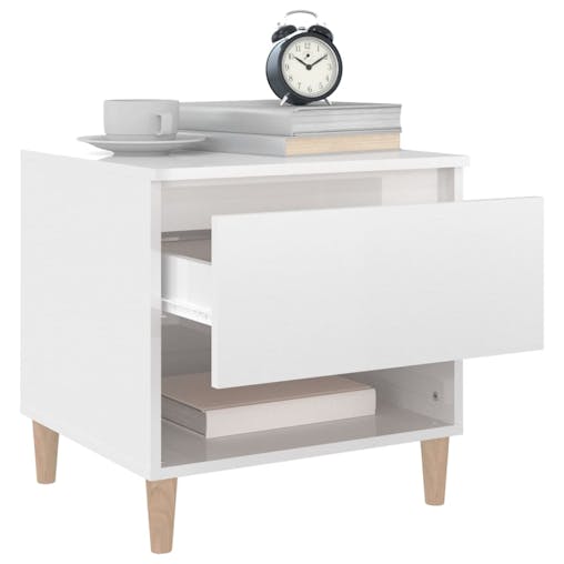 NNEVL Bedside Tables 2 pcs High Gloss White 50x46x50 cm Engineered Wood