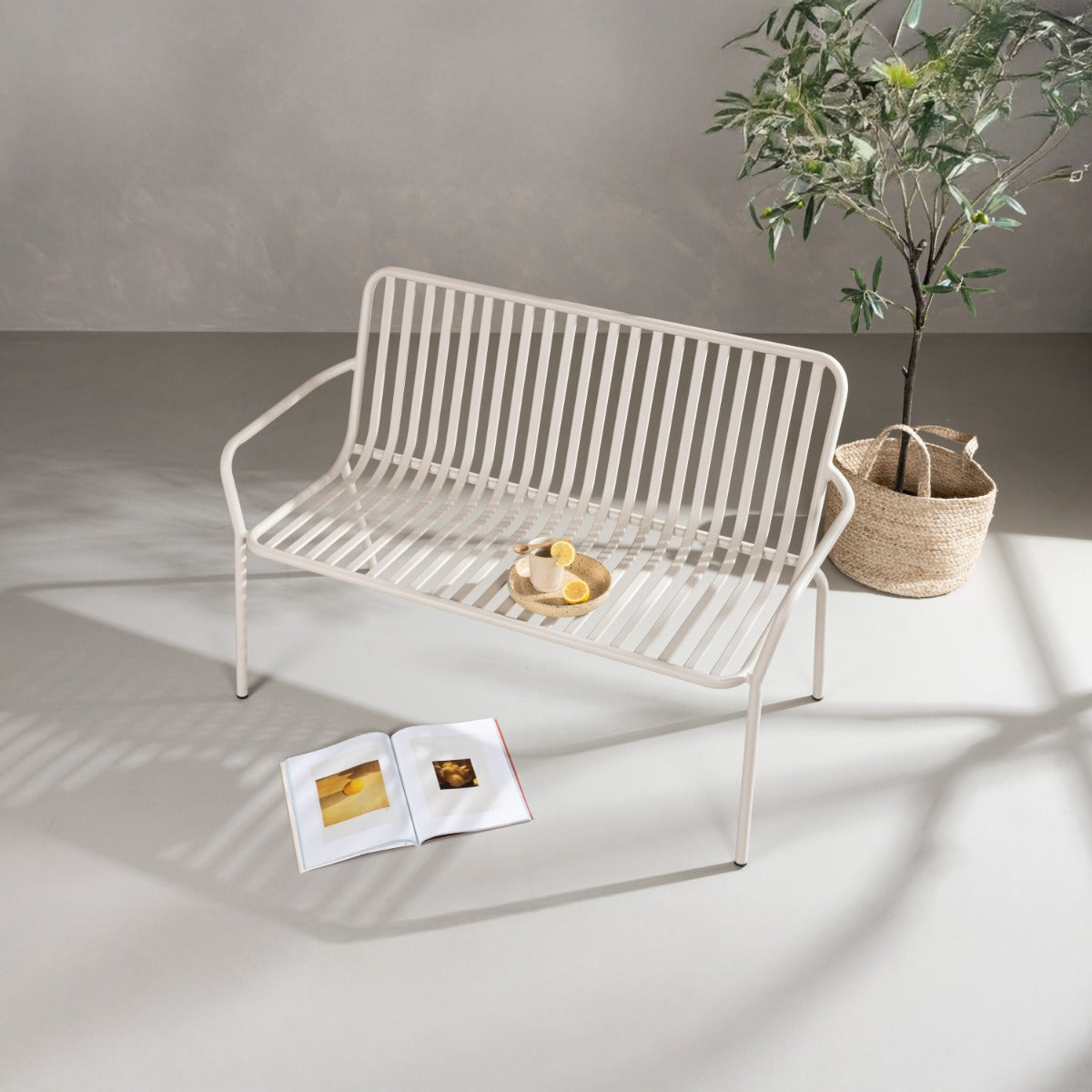 Fjôrd - Bankje Beige Metaal - 130x64x85cm - Peking