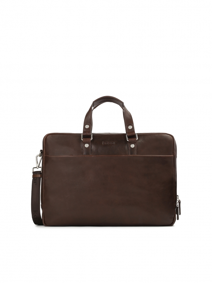 Large brown leather hand bag with aged effect