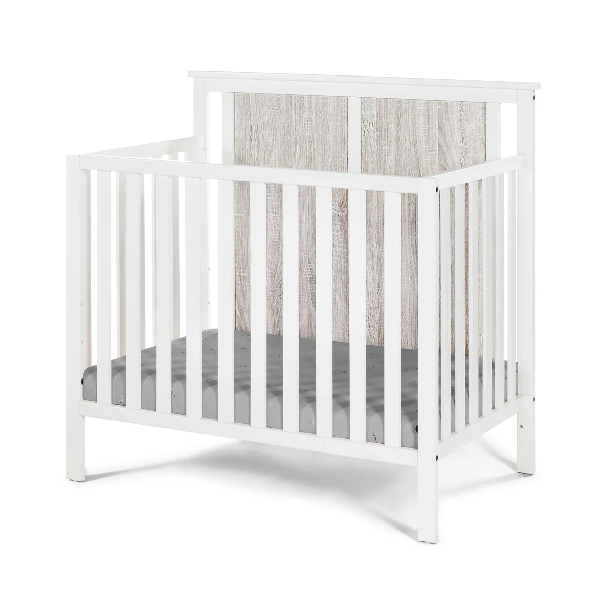 Suite Bebe Connelly Mini Crib With Mattress Pad White/Rockport Gray