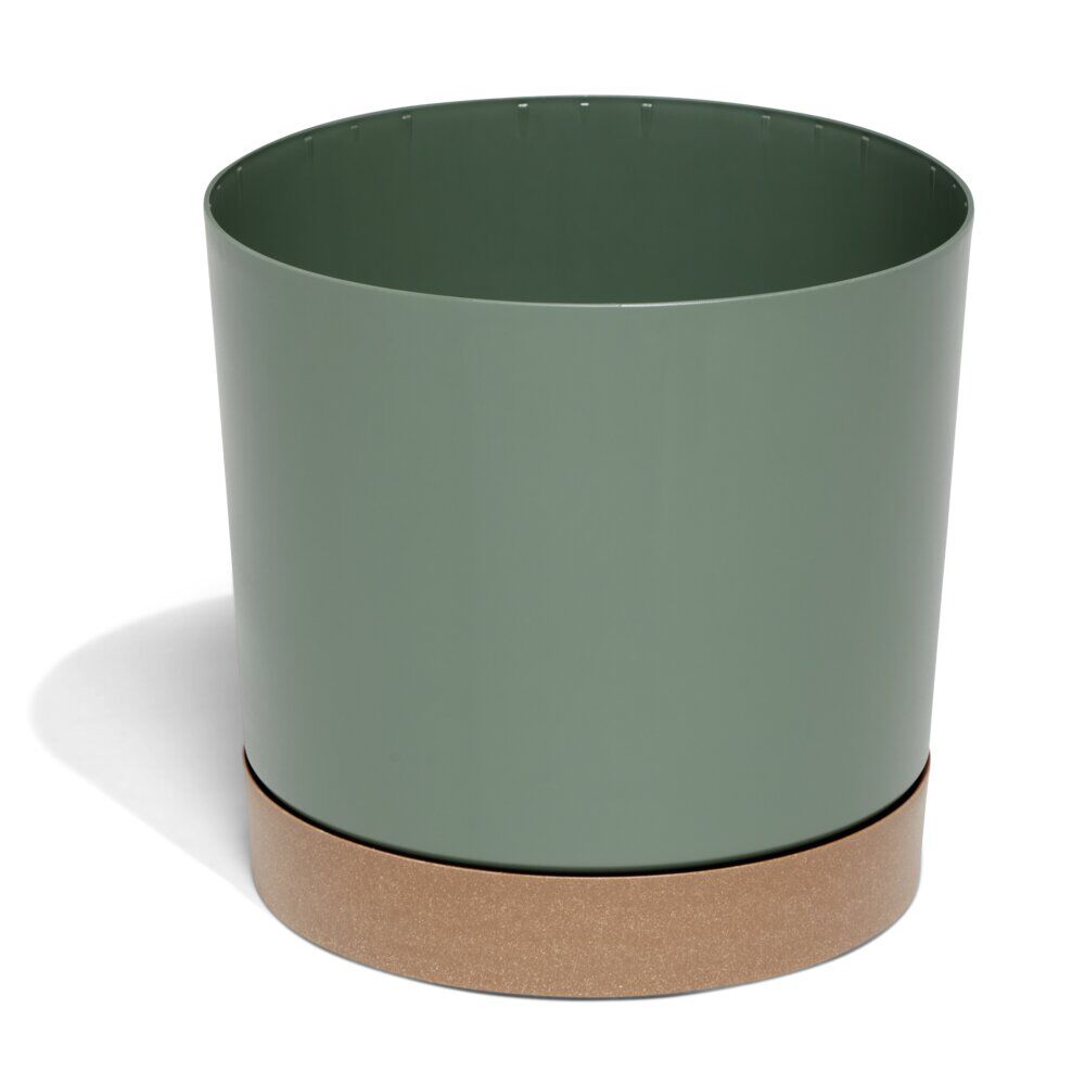 Pot de jardin Tubo plastique vert avec soucoupe marron Ø39cm