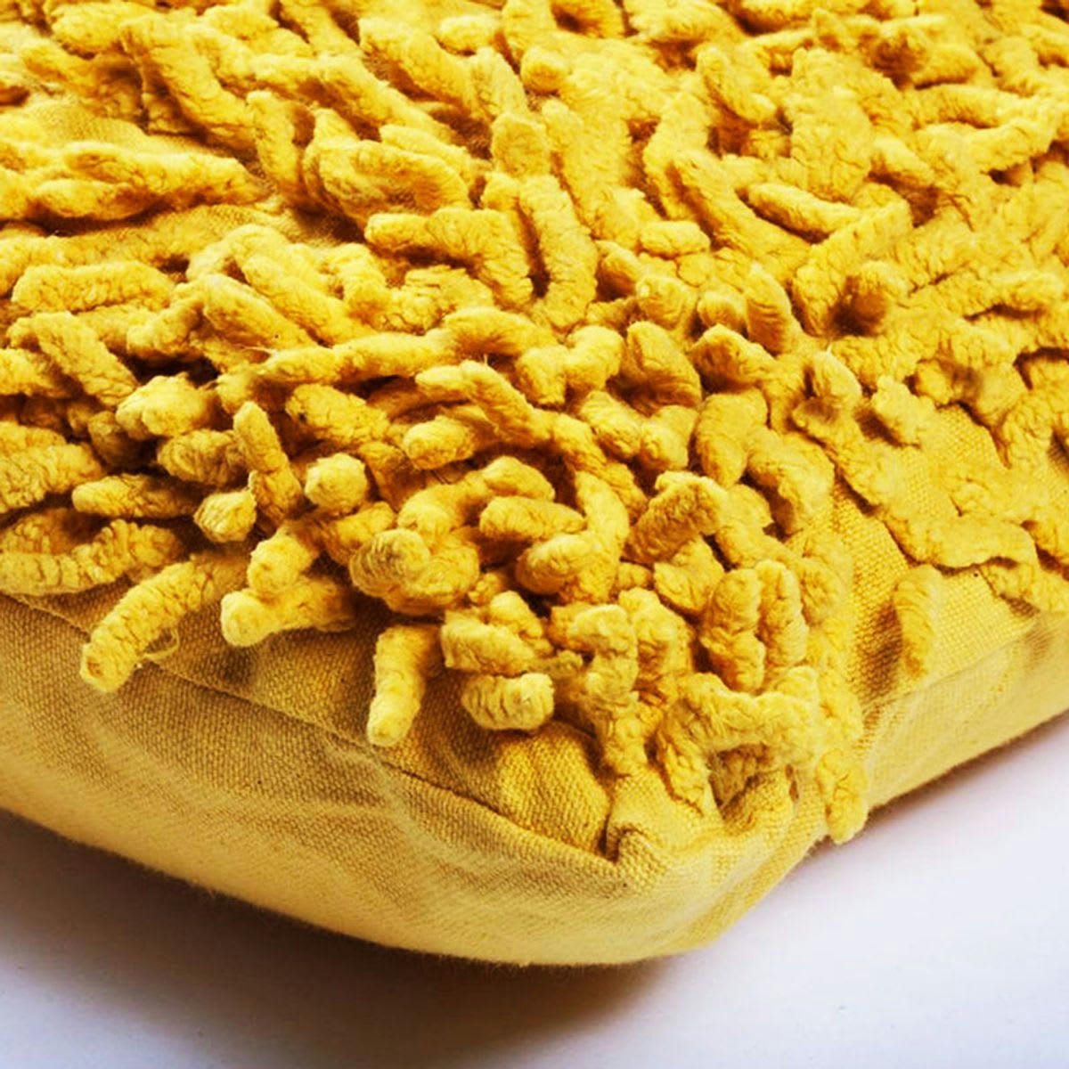 SHAGGY - Coussin en coton seventies jaune 40x40