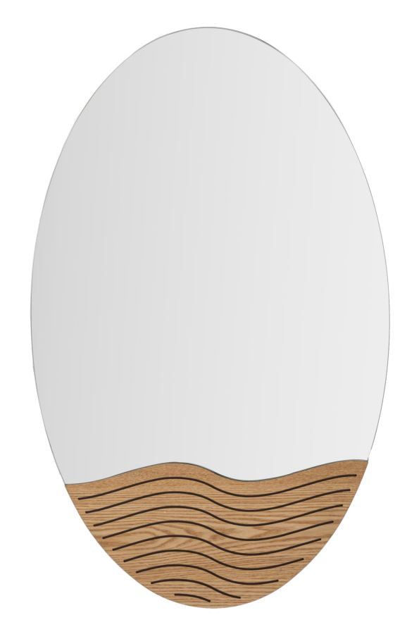 Mauro Ferretti Lines Ronde wandspiegel in bruin hout met golven