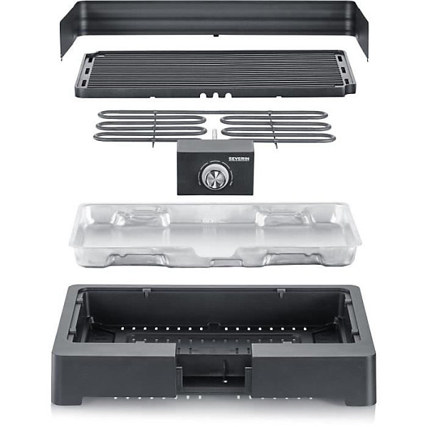 Barbecue Electrique - Grilladeélectrique SEVERIN - PG8567 - Surface de cuisson 44,5x26cm - Thermostat réglable - 2200W