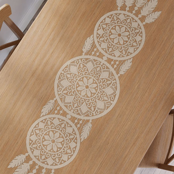 Bieżnik żakardowy na stół łapacz snów 36x140 cm beżowy Alia boho