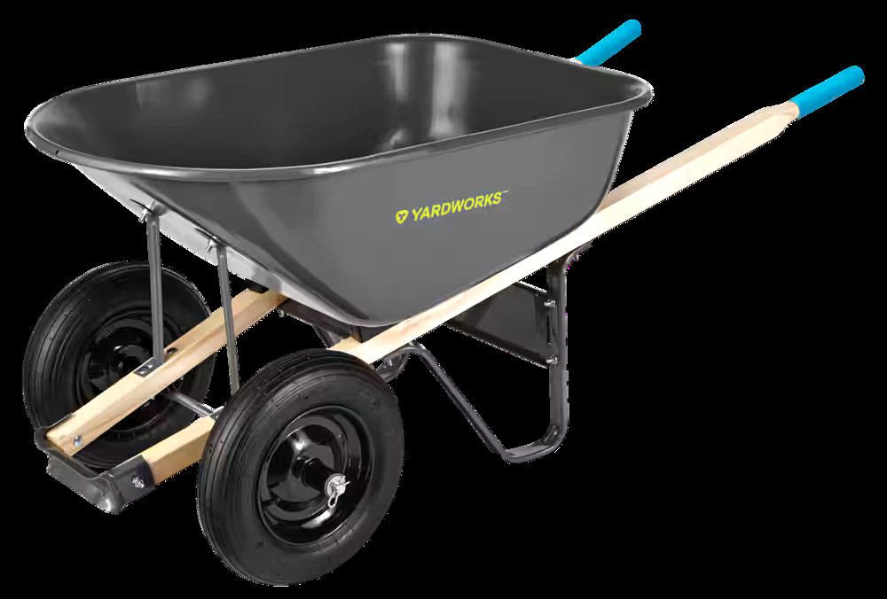 Yardworks Steel Tray 2-Wheel Garden/Yard Wheelbarrow, 6-cu-ft