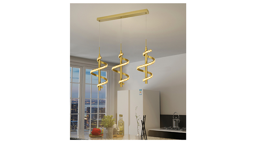 Lampa wisząca Claret LED 3-punktowa ze ściemniaczem złota