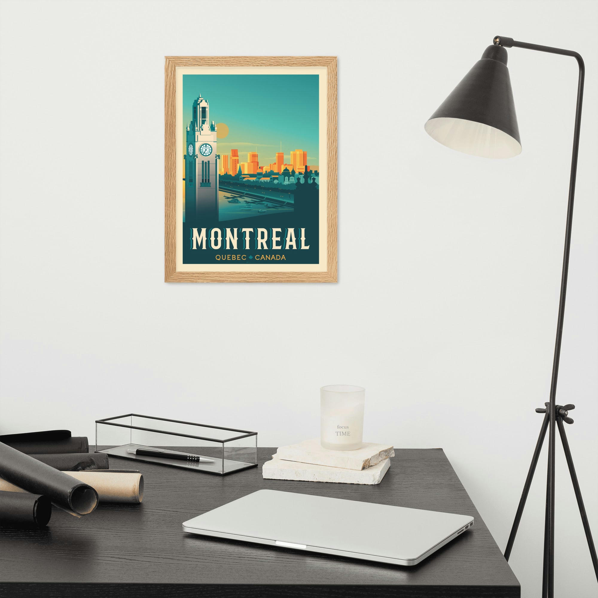- Affiche Montréal Canada avec Cadre (Bois) 21x29,7 cm