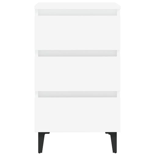 NNEVL Bed Cabinet with Metal Legs White 40x35x69 cm