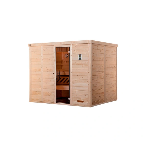 Massivholzsauna »KEMI«, BxHxT: 245 cm x 200 cm x 193 cm