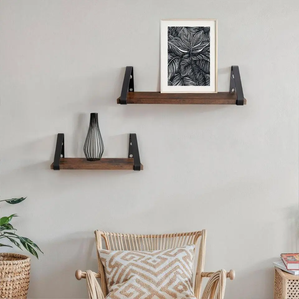 tectake 3 wandplanken Cowell, Industrieel Hout Donker, Rustiek