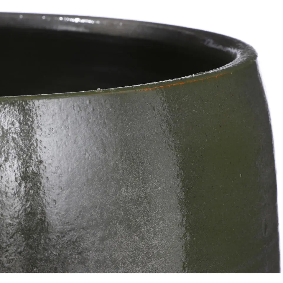 Mica Decorations Bloempot - donkergroen - glans keramiek -35x38cm