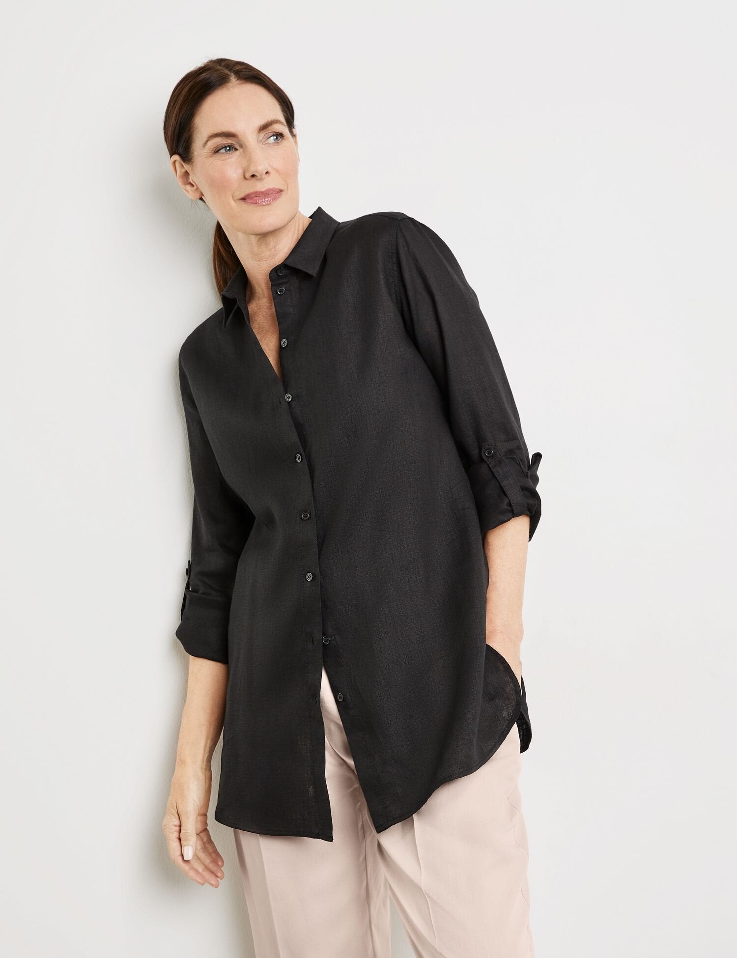 Linen Blouse with Side Slits