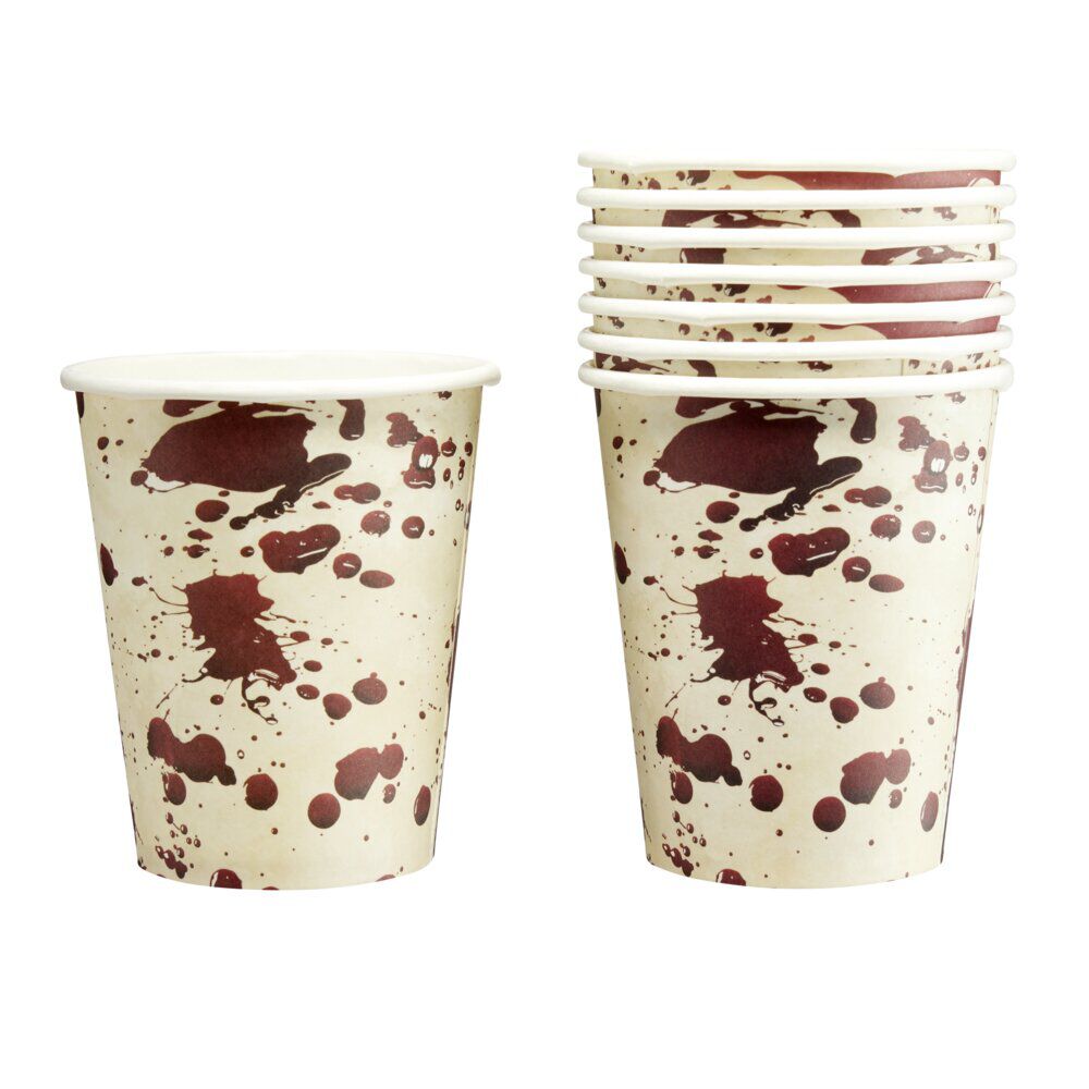 Gobelet jetable Halloween x8 carton rouge effet sang 250ml H14 cm