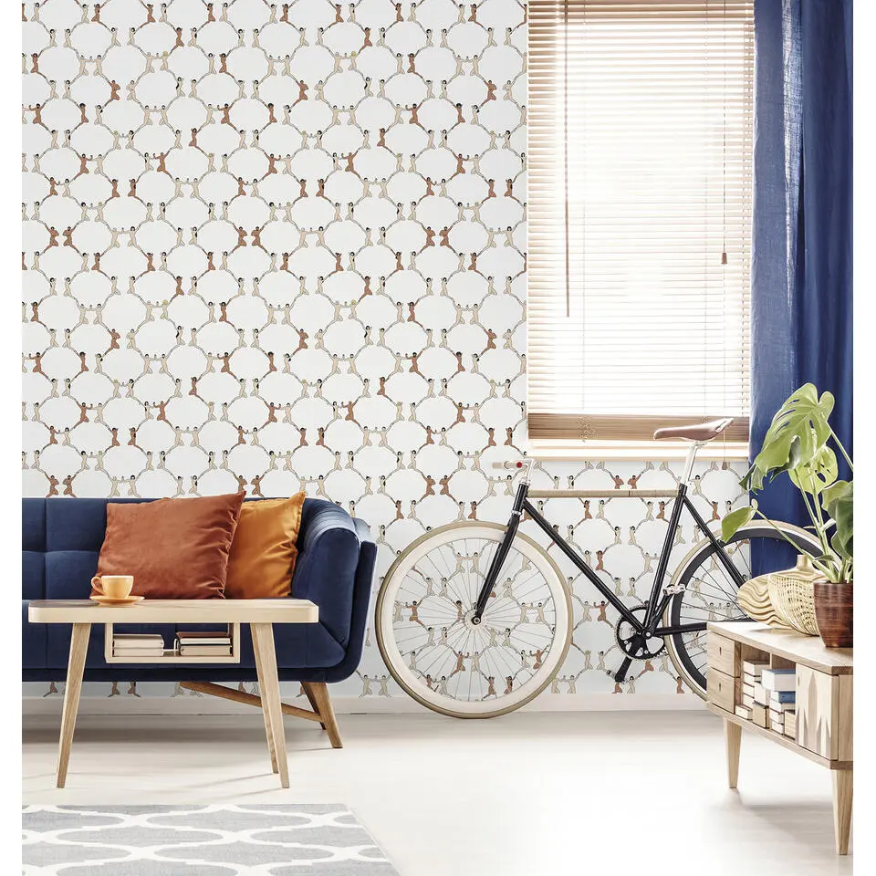 Walls4You behang menselijke silhouetten bruin en wit - 53 cm x 10 m