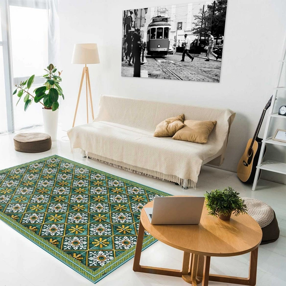 Vinyl Teppich »Verde«, BxL:203 cm x 136 cm, grün|gelb