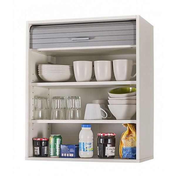 Meuble Cuisine Blanc SIMMOB L60 P35 H72 Rideau Alu