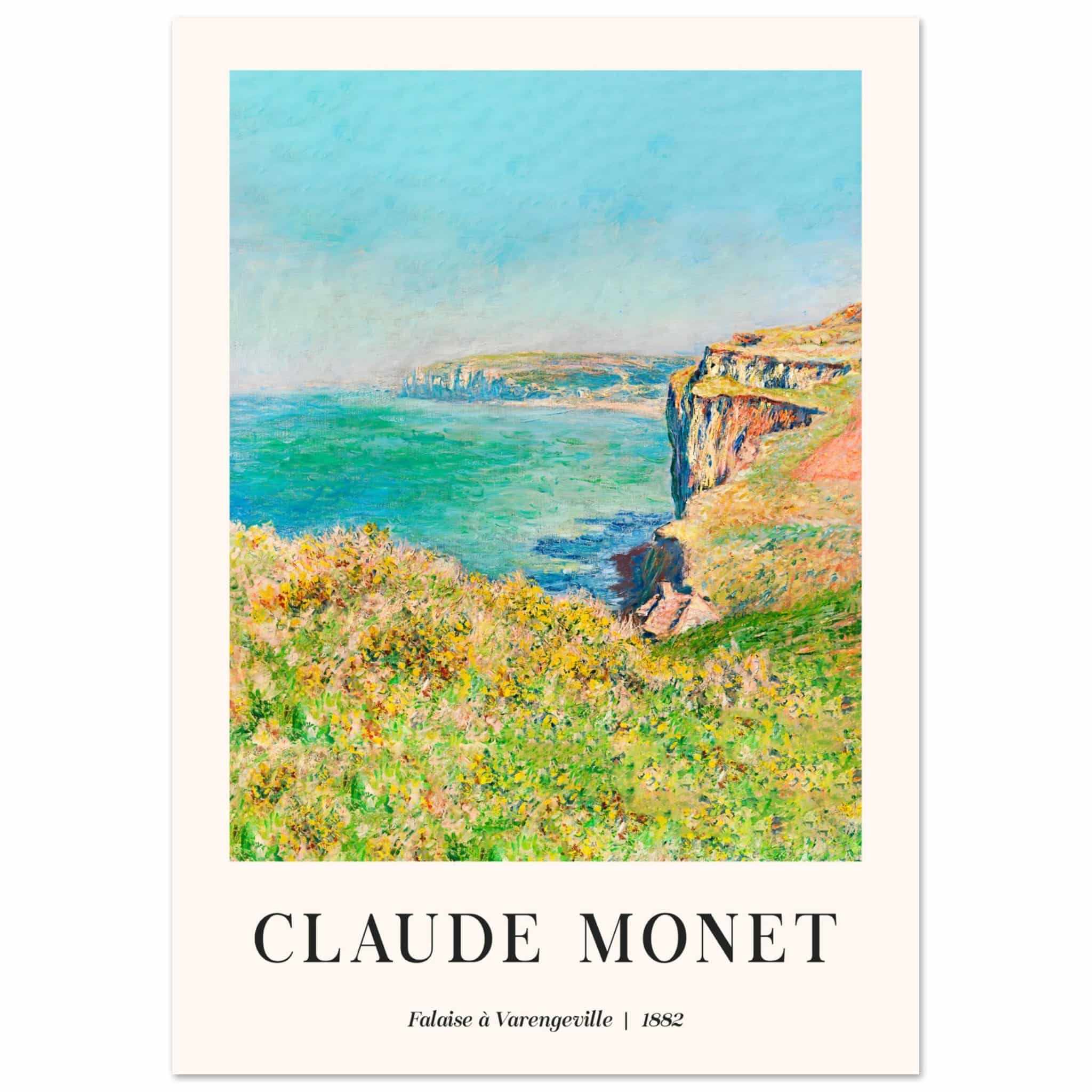Artfulprints Poster Claude Monet - Falaise à Varengeville  - A4 21x29.7 cm - Meerkleurig
