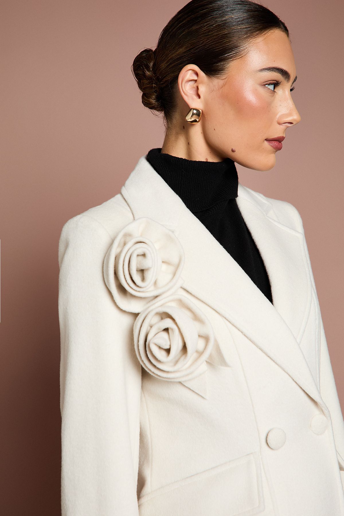 Coast Lisa Tan Occasion Floral Detail Longline Coat