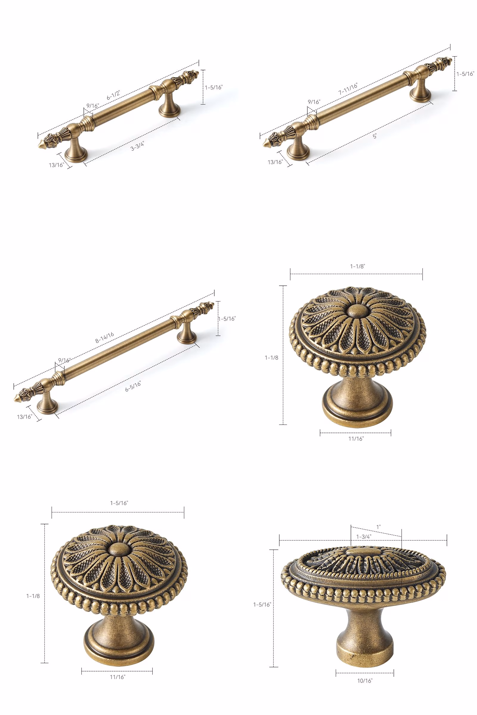 Brushed Antique Brass Cabinet Pull, Oval & Round Drawer Knob, Solid Brass Hardware Handle