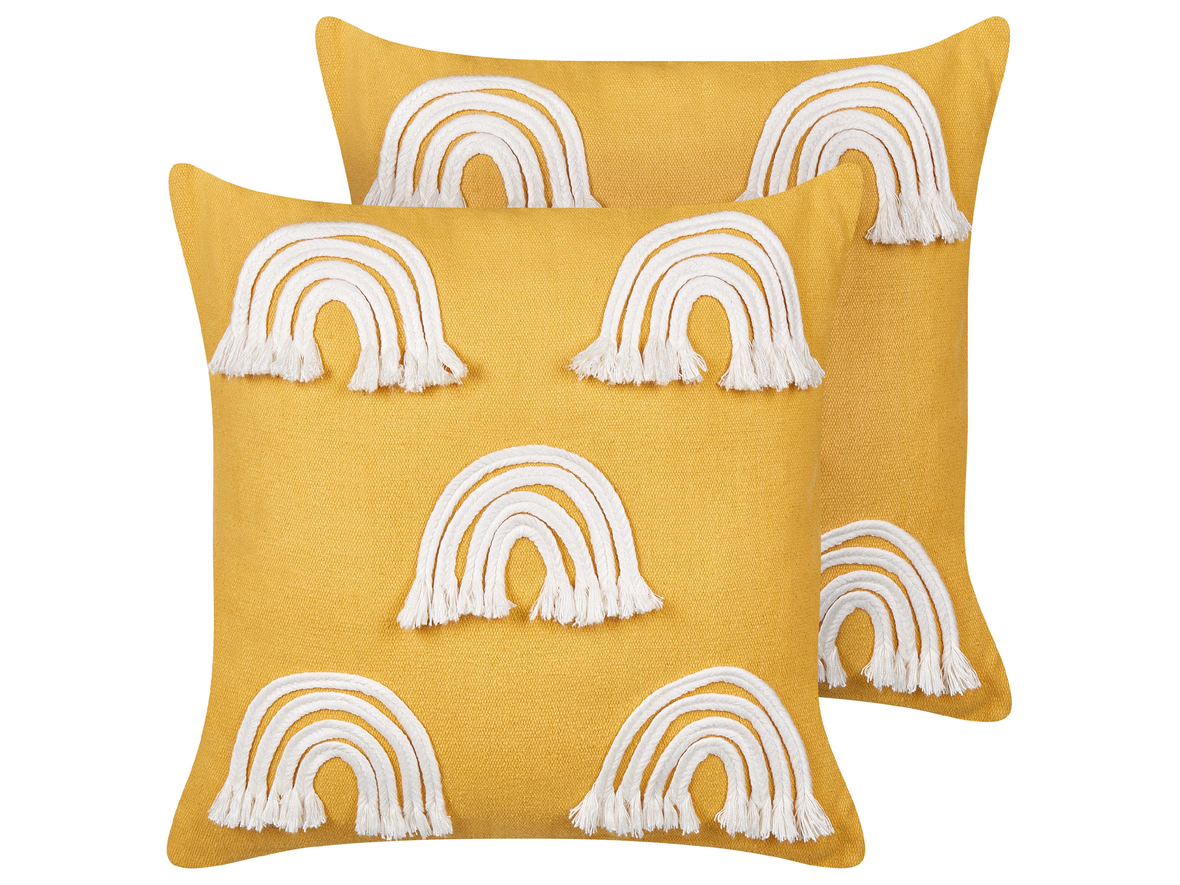 Set of 2 Decorative Cushions LEEA Cotton 45 x 45 cm Yellow