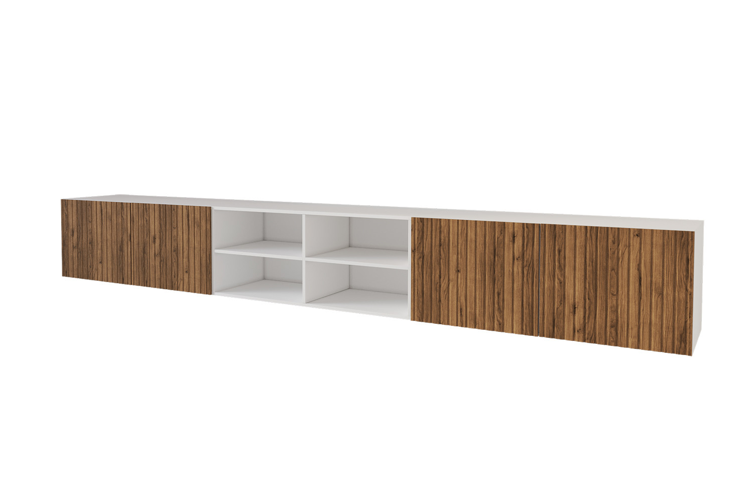 Szafka RTV z frezowanymi frontami wisząca KITO-W - 3x100x40x40 cm - Brązowy