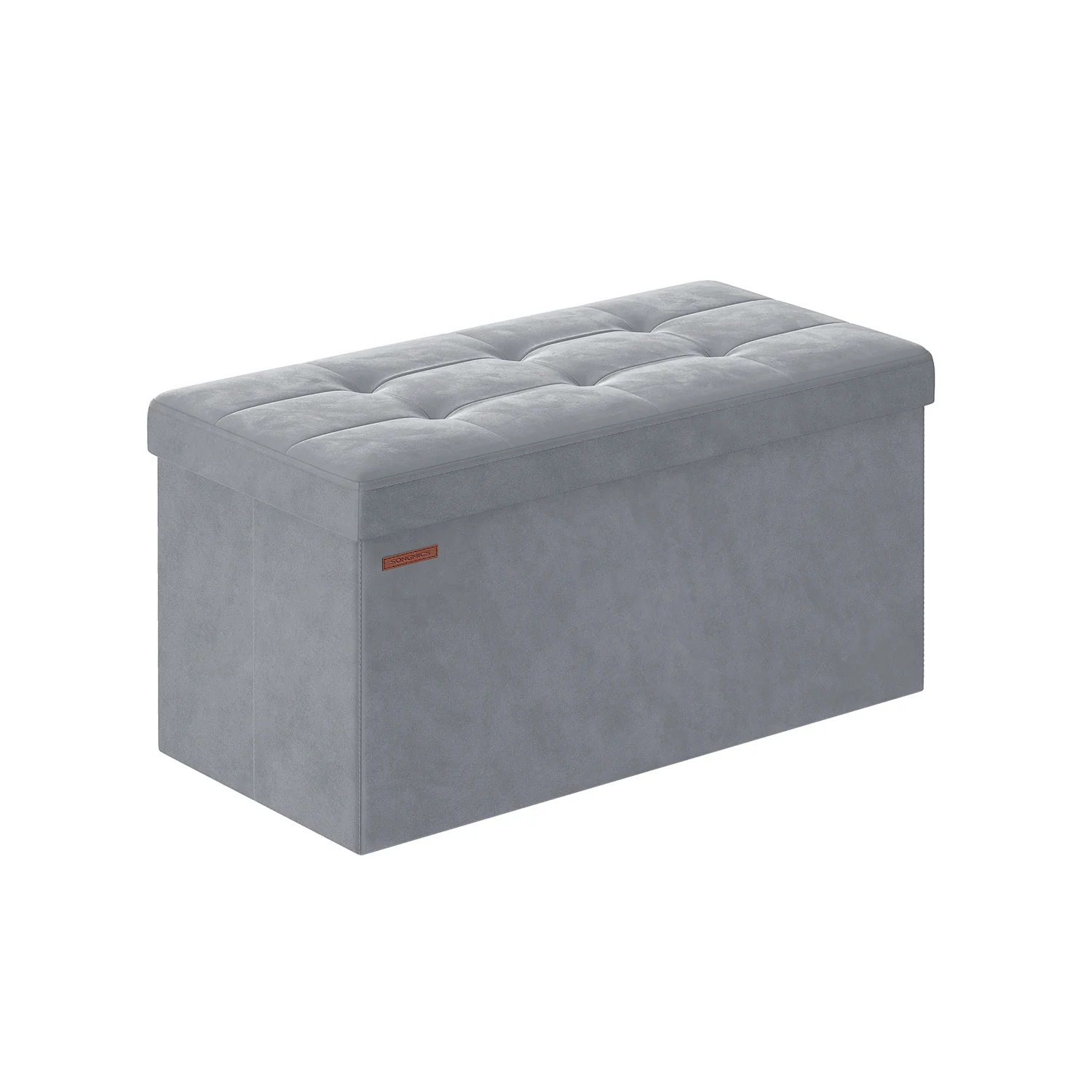 Banc de rangement en velours avec 2 boîtes