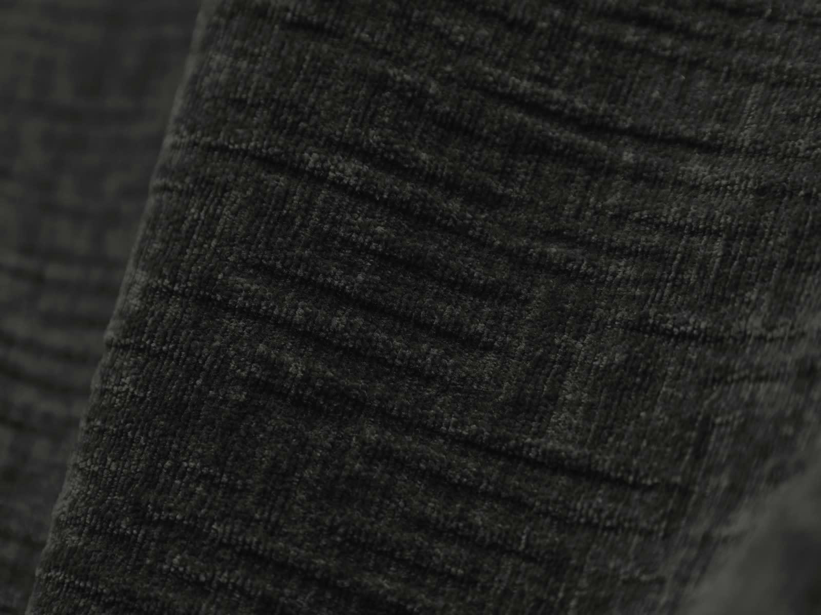 KAELLE - Canapé d'angle droit 4 places en tissu chenille noir