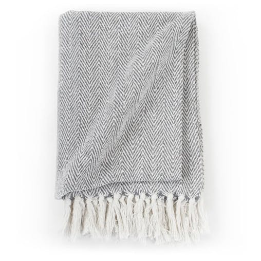 NNEVL Throw Cotton Herringbone 160x210 cm Grey