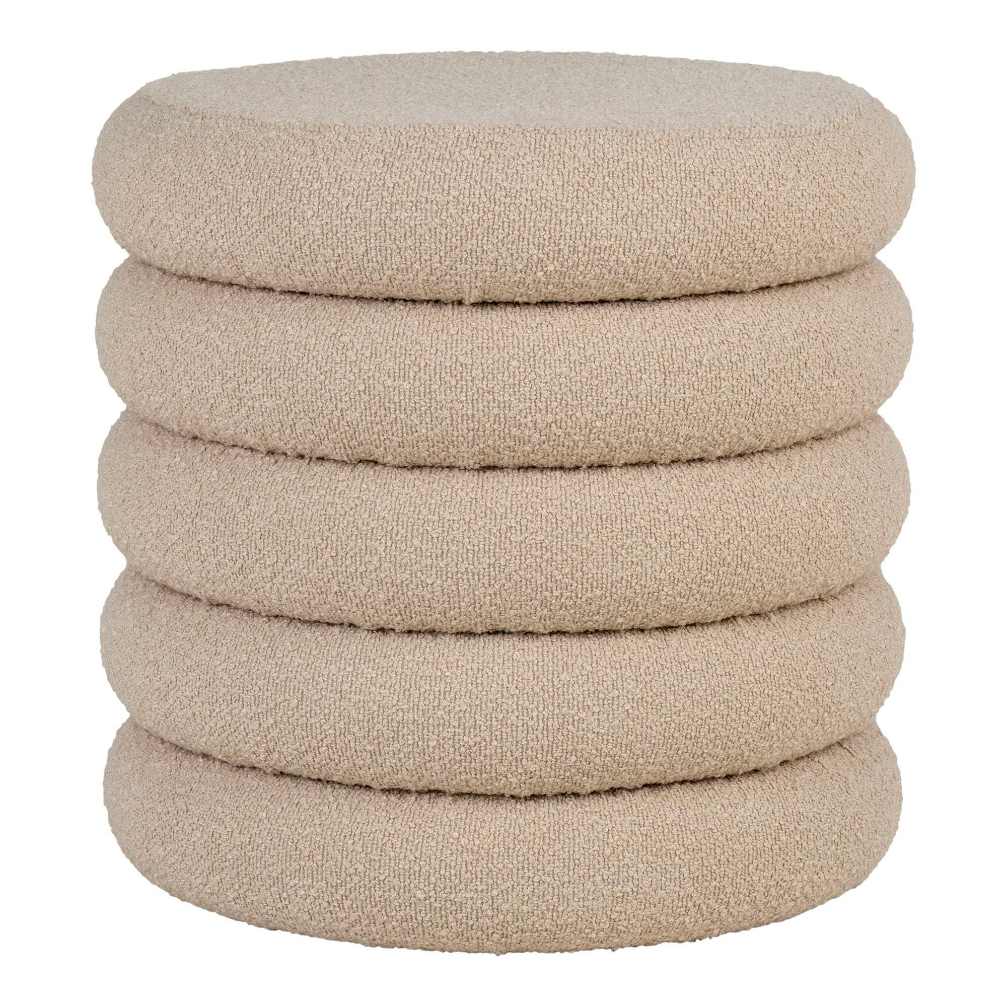 Pouf avec rangement, tissu bouclette beige BRUGES