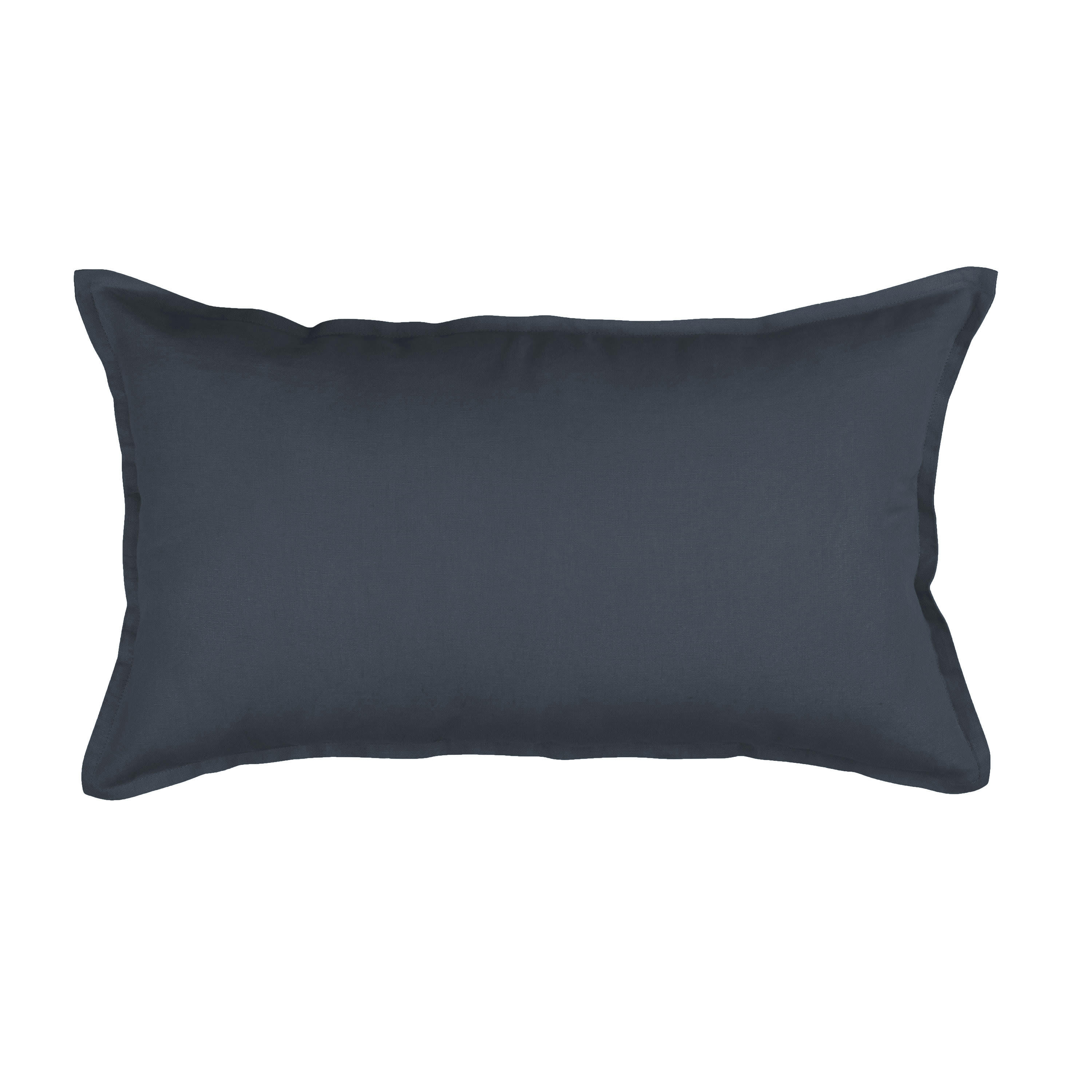 RÊVE DE LIN - Housse de coussin en lin lavé 33x57cm Bleu Nuit