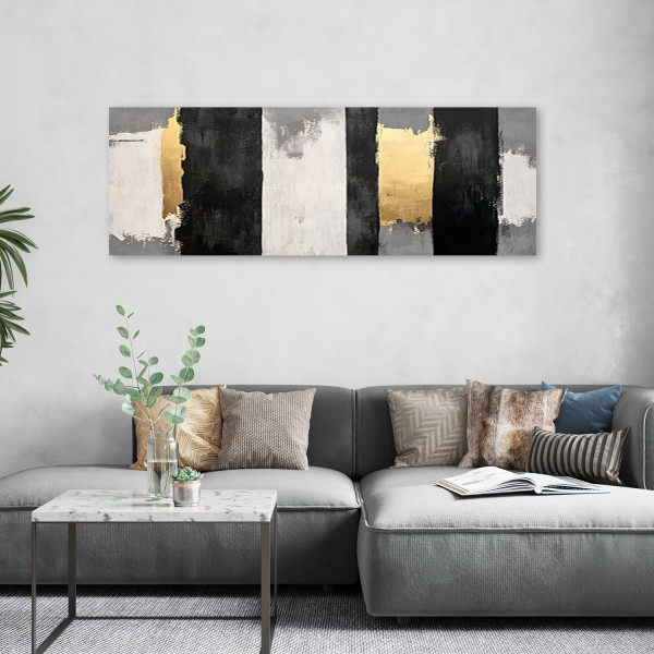 Feeby Obraz na płótnie, Abstrakcja Geometryczna Glamour Złoty 90x30