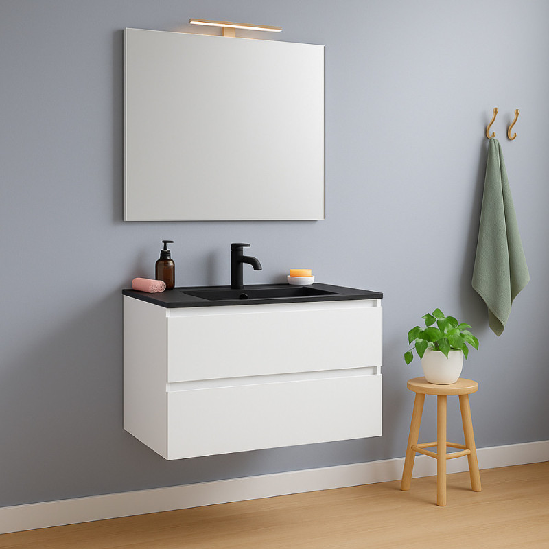Meuble sous plan Valentina blanc brillant 80 cm THYS