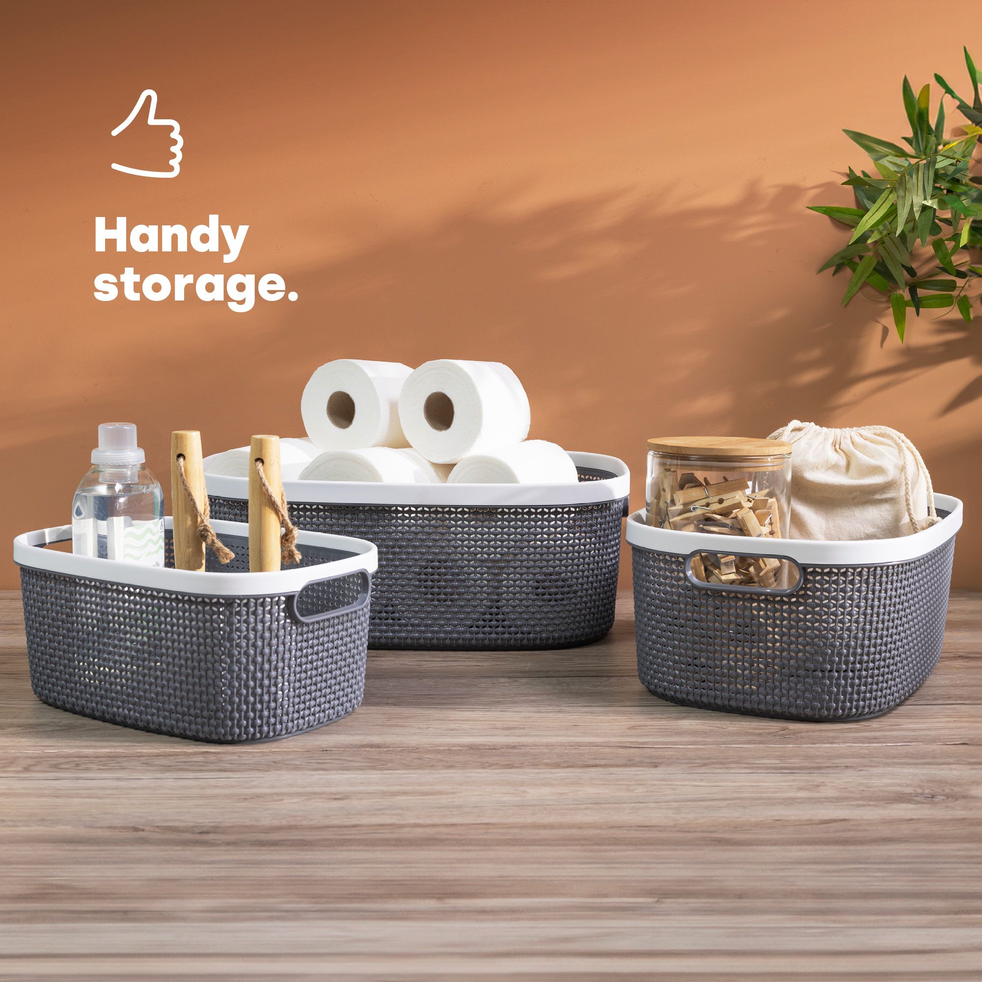 LIVIVO Grey Woven Storage Basket