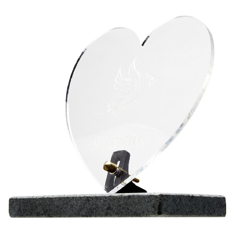 Plaque funéraire coeur transparent