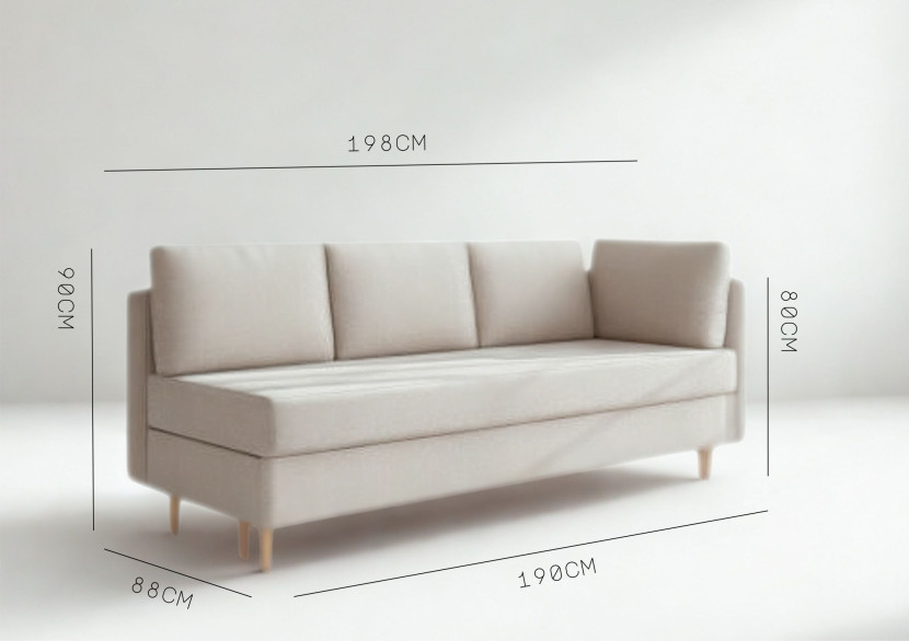 Sofa Rozkładana Trzyosobowa z Pojemnikiem PRATO Granatowa z Funkcją Spania