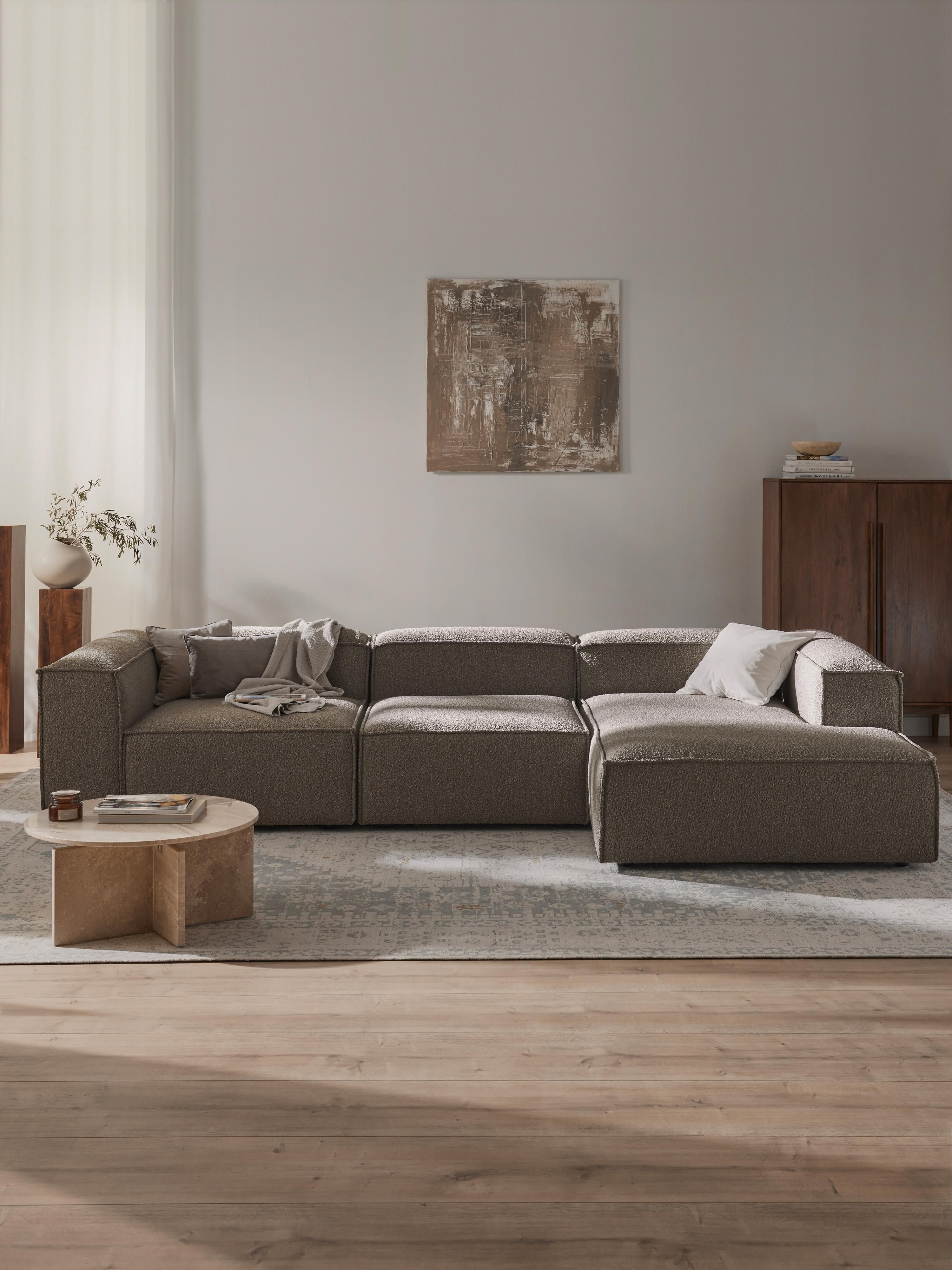 Modulares Bouclé-Ecksofa Lennon (4-Sitzer)