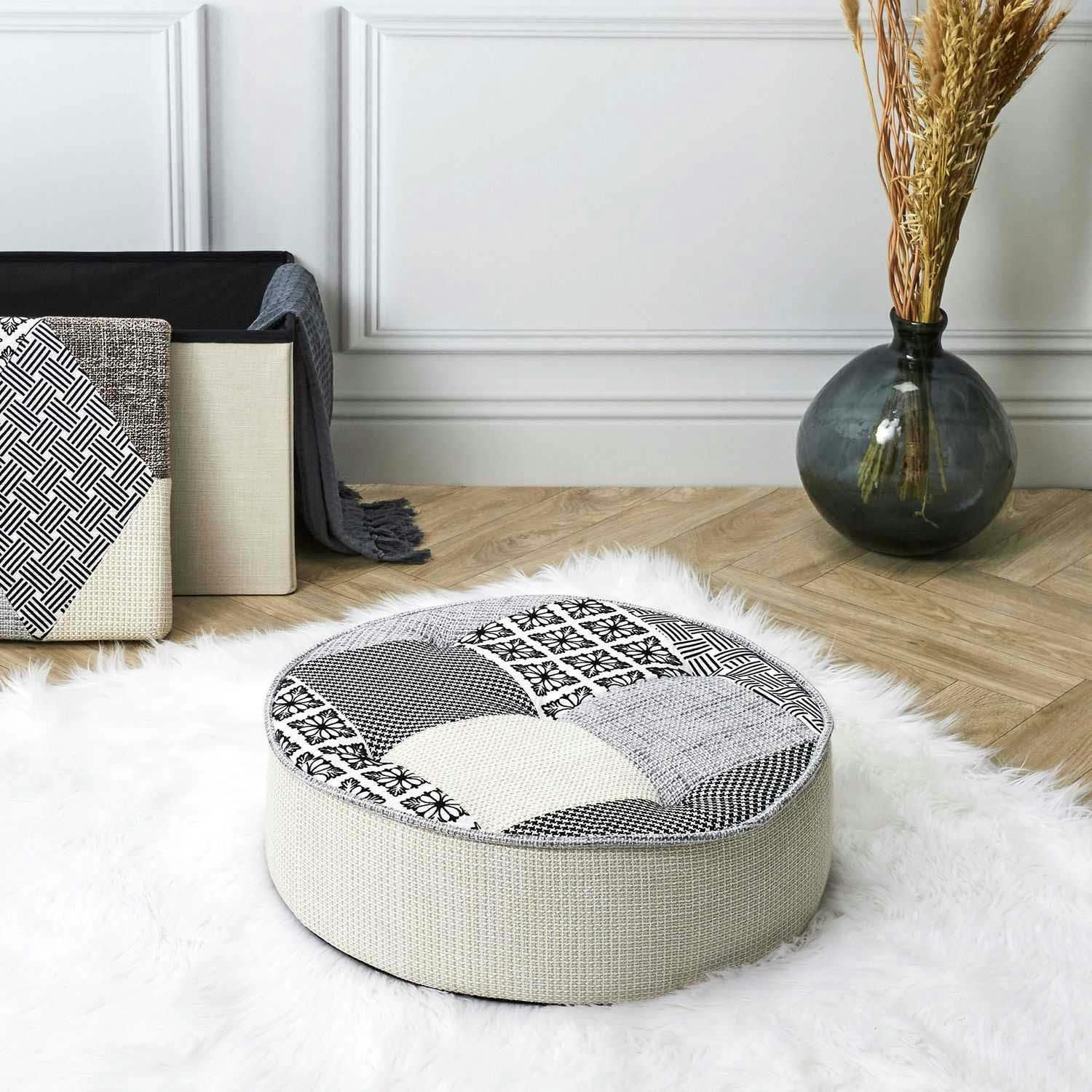 - Pouf de sol rond patchwork