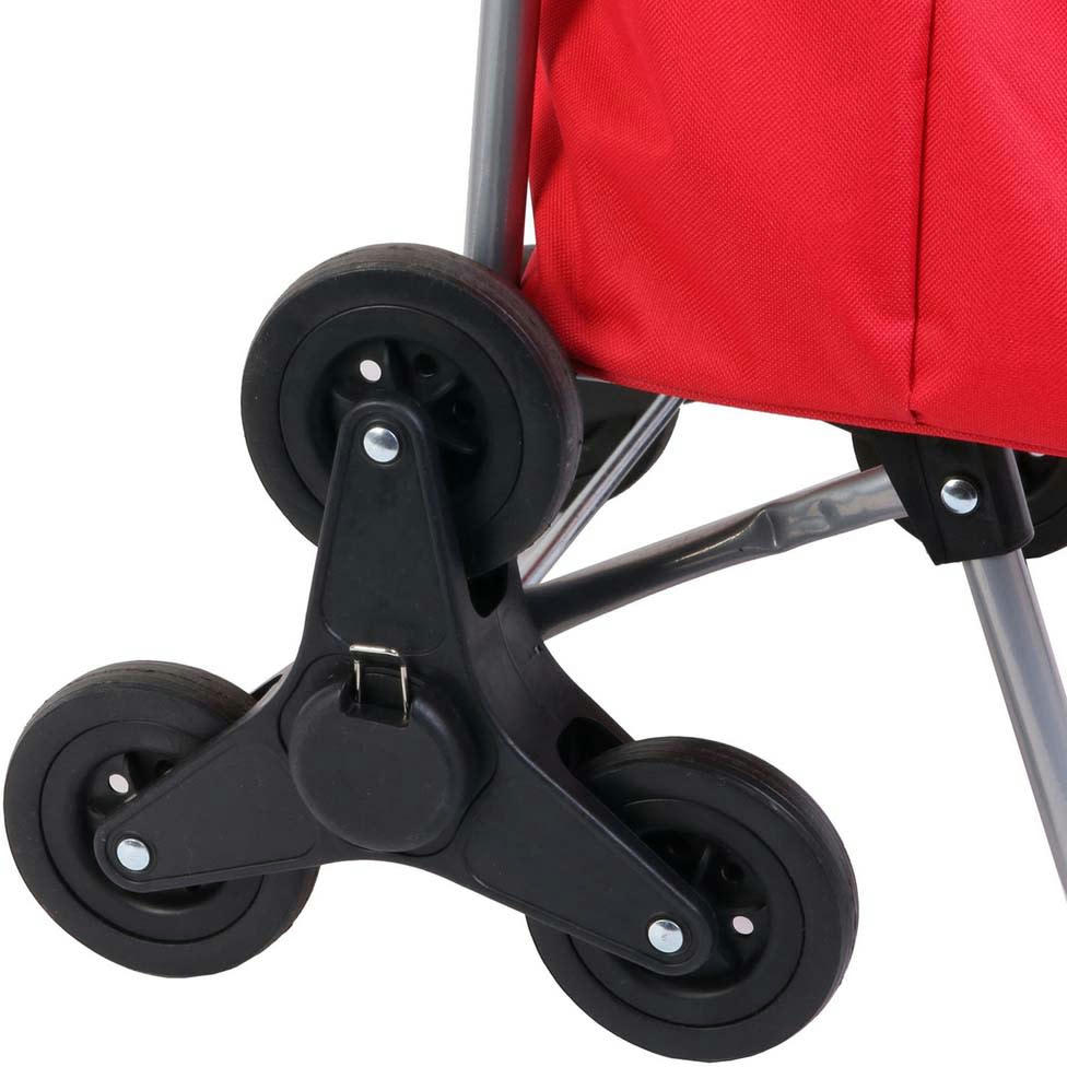 - Chariot shopping en polyester 6 roues rouge