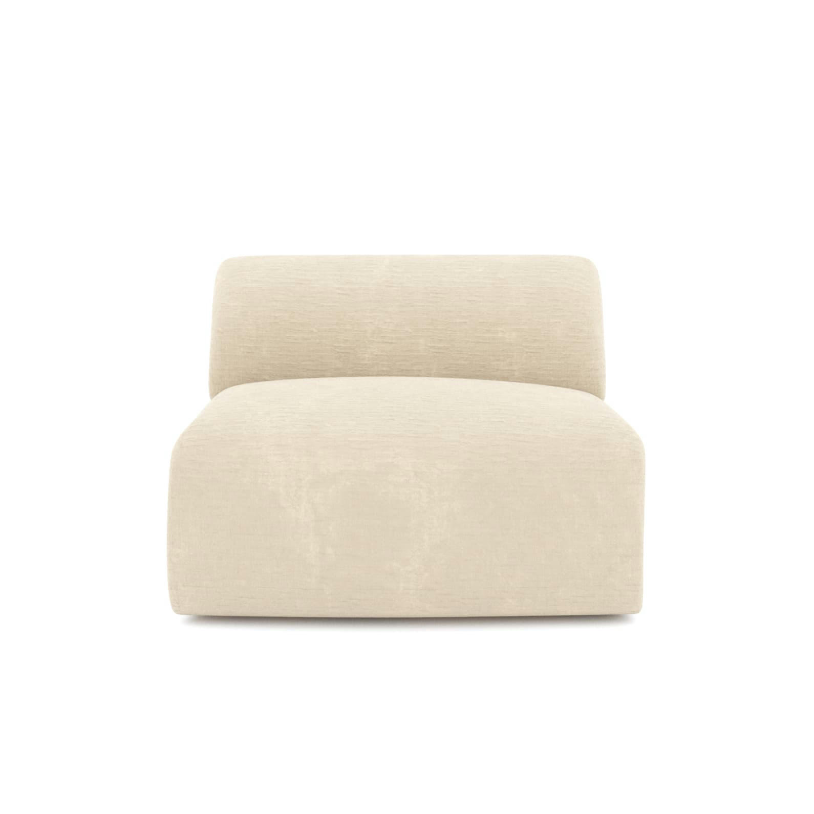 MYRA - Fauteuil sans accoudoirs velours texturé crème