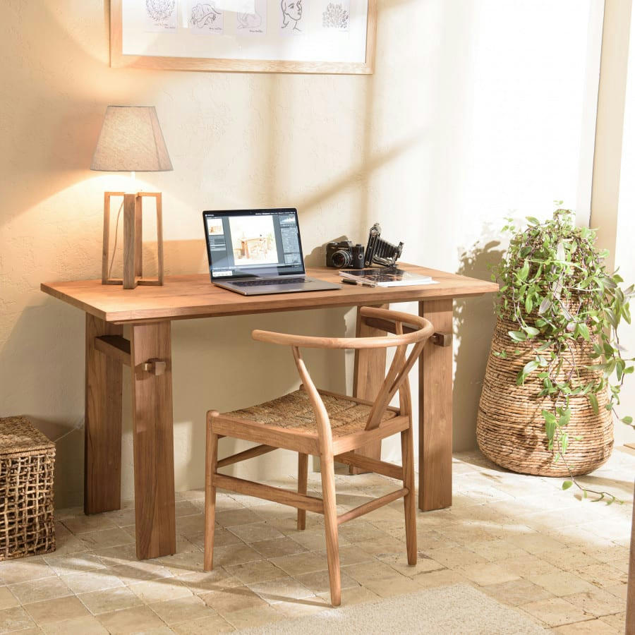 ALIDA - Bureau en bois de teck recyclé L140