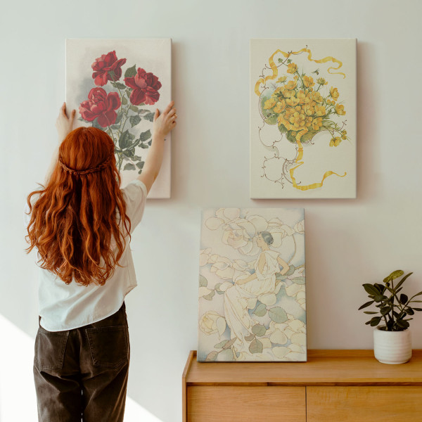 Obraz canvas 3 częściowy Różana elegancja | 3x40x60 | Wallfluent